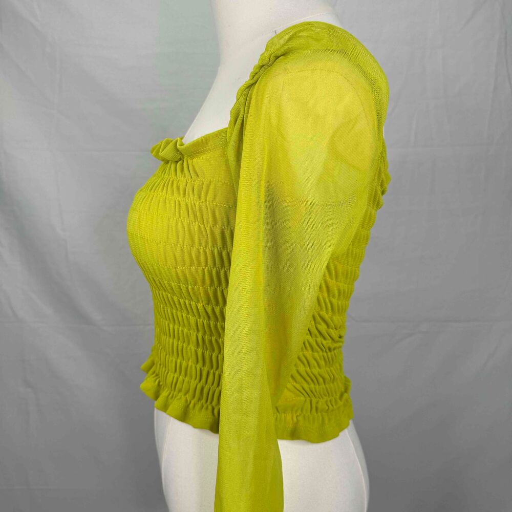 Lisa Says Gah Green Off Shoulder Ruched Smocked Crop Top Small Cropped Stretchy - Picture 5 of 9